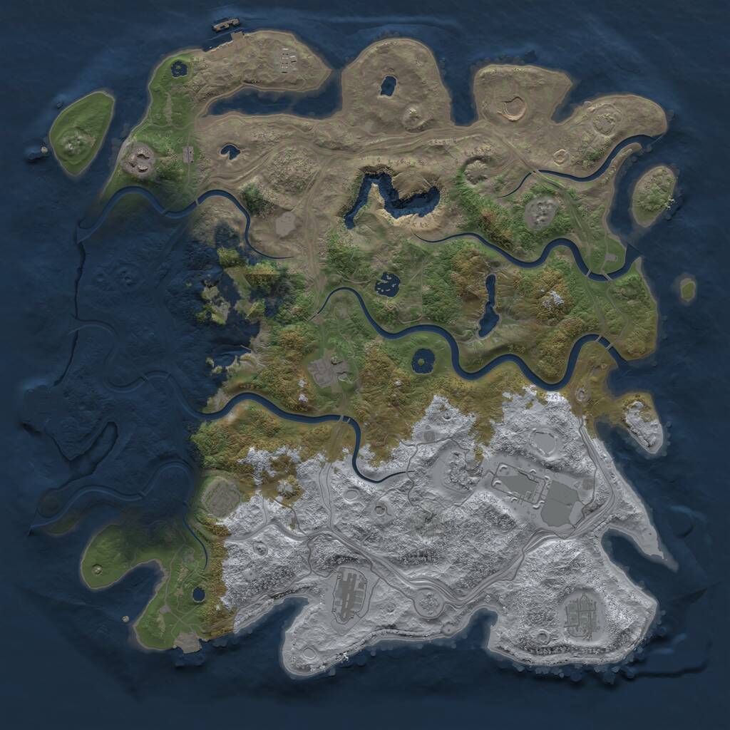 Rust Map: Procedural Map, Size: 4500, Seed: 734281822, 17 Monuments