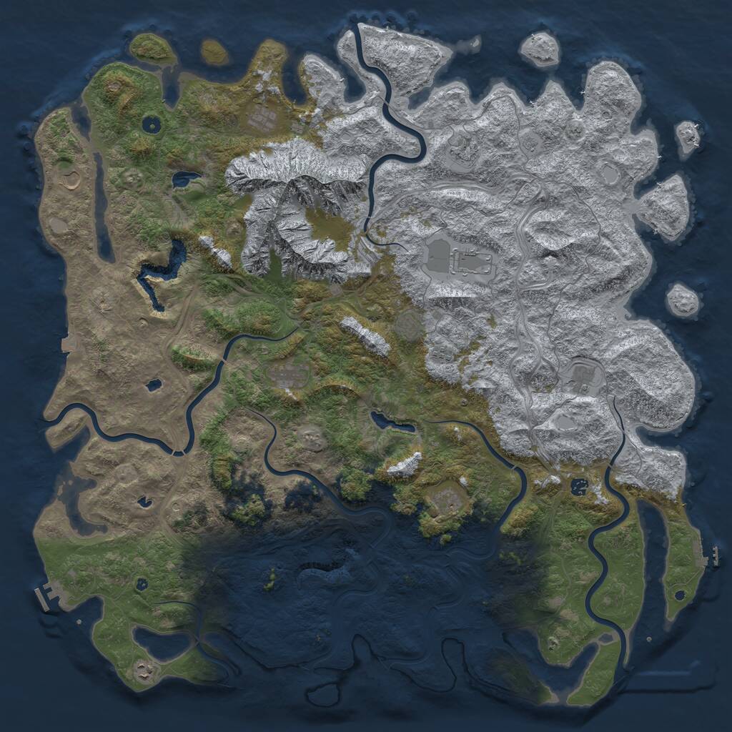 Rust Map: Procedural Map, Size: 6000, Seed: 86553, 17 Monuments