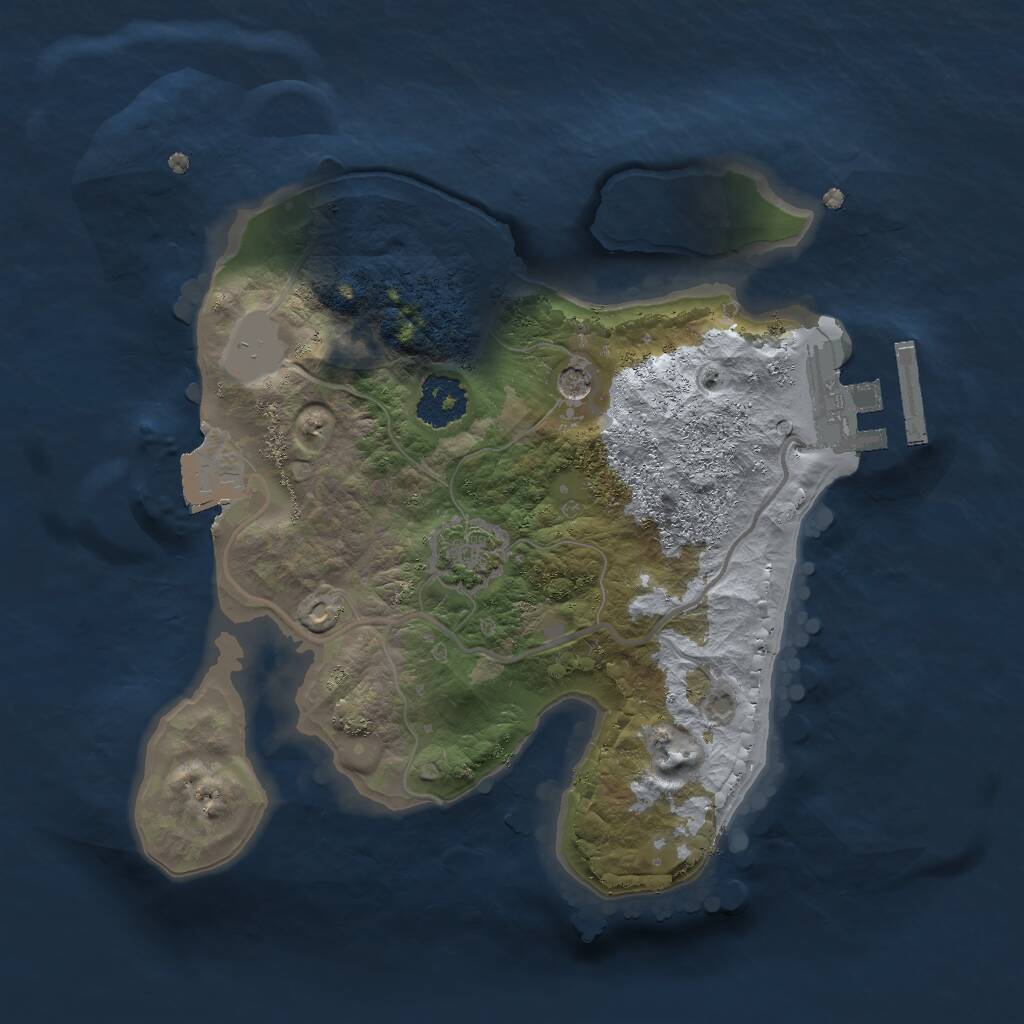 Rust Map: Procedural Map, Size: 2000, Seed: 284731, 4 Monuments