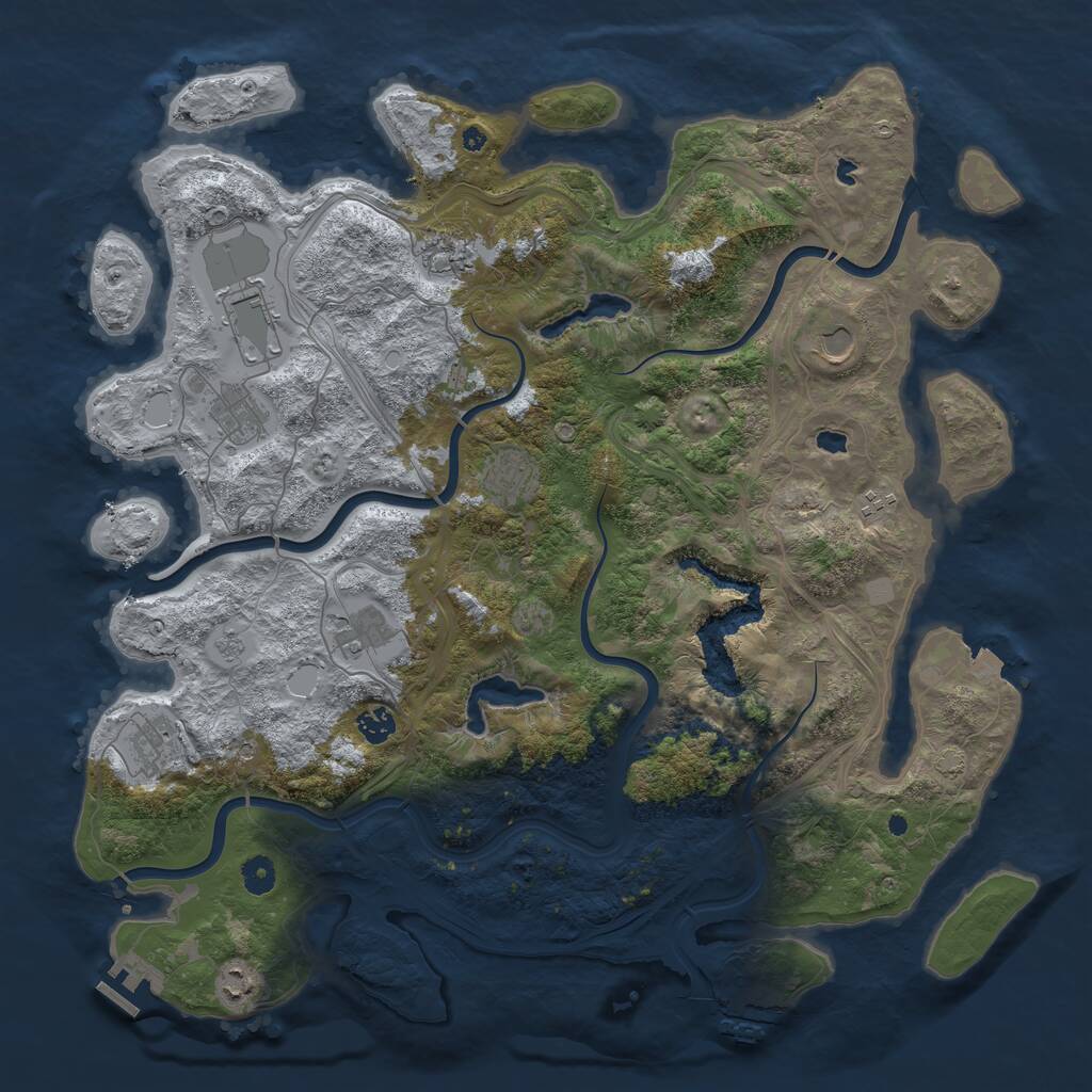 Rust Map: Procedural Map, Size: 4500, Seed: 124121, 16 Monuments