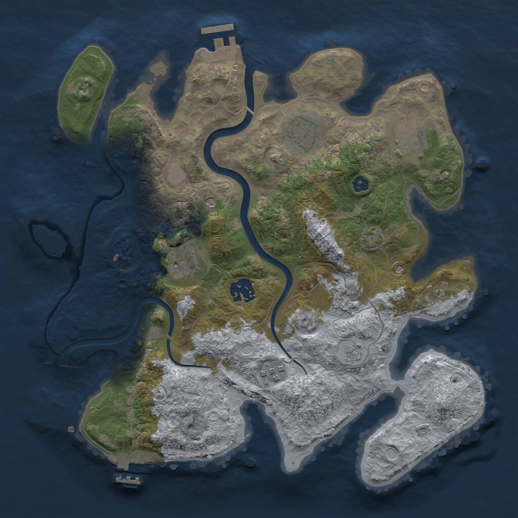 Rust Map: Procedural Map, Size: 3200, Seed: 260309, 12 Monuments