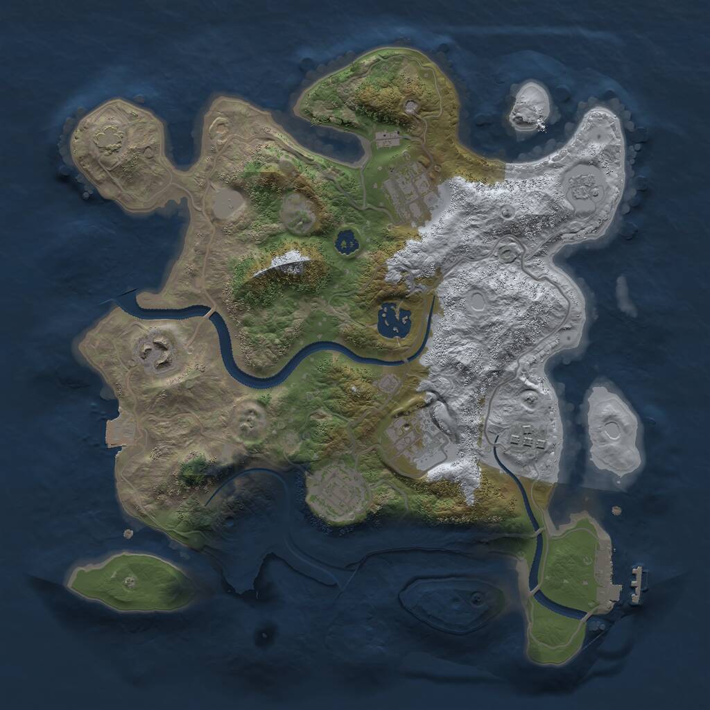 Rust Map: Procedural Map, Size: 3000, Seed: 133742067, 10 Monuments
