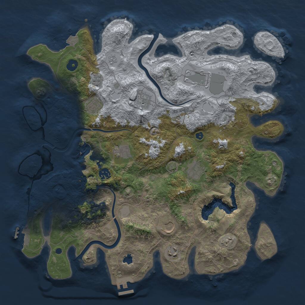 Rust Map: Procedural Map, Size: 4000, Seed: 1045451442, 16 Monuments
