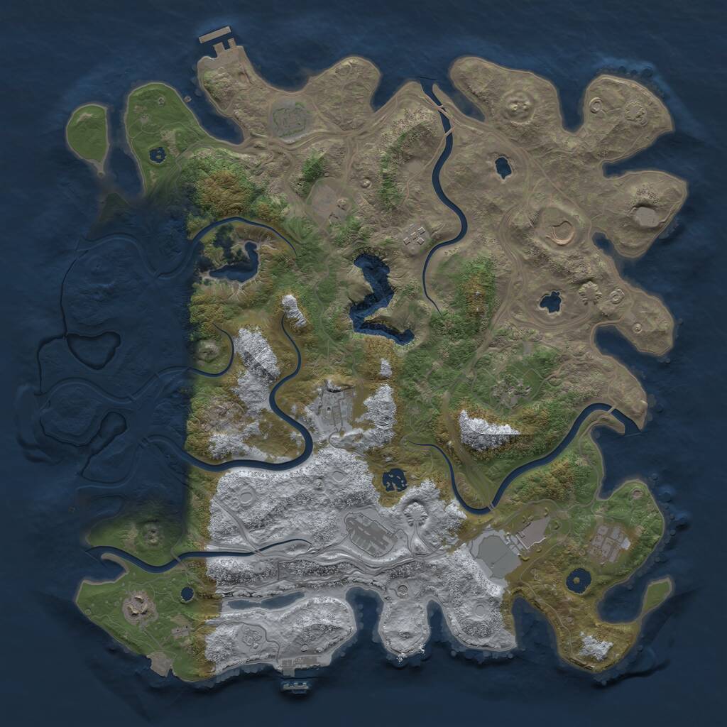 Rust Map: Procedural Map, Size: 4500, Seed: 124444, 17 Monuments