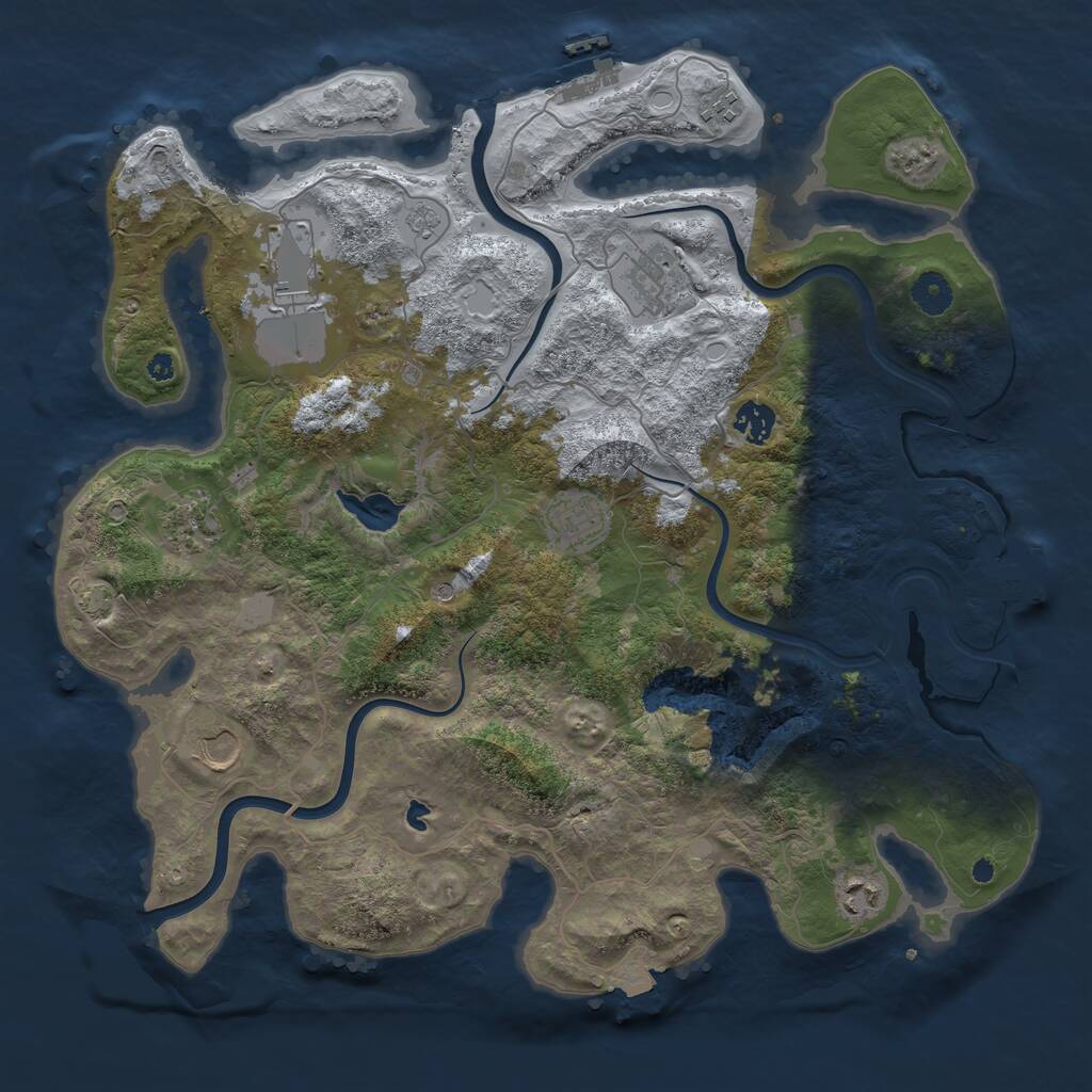 Rust Map: Procedural Map, Size: 4000, Seed: 675403493, 14 Monuments