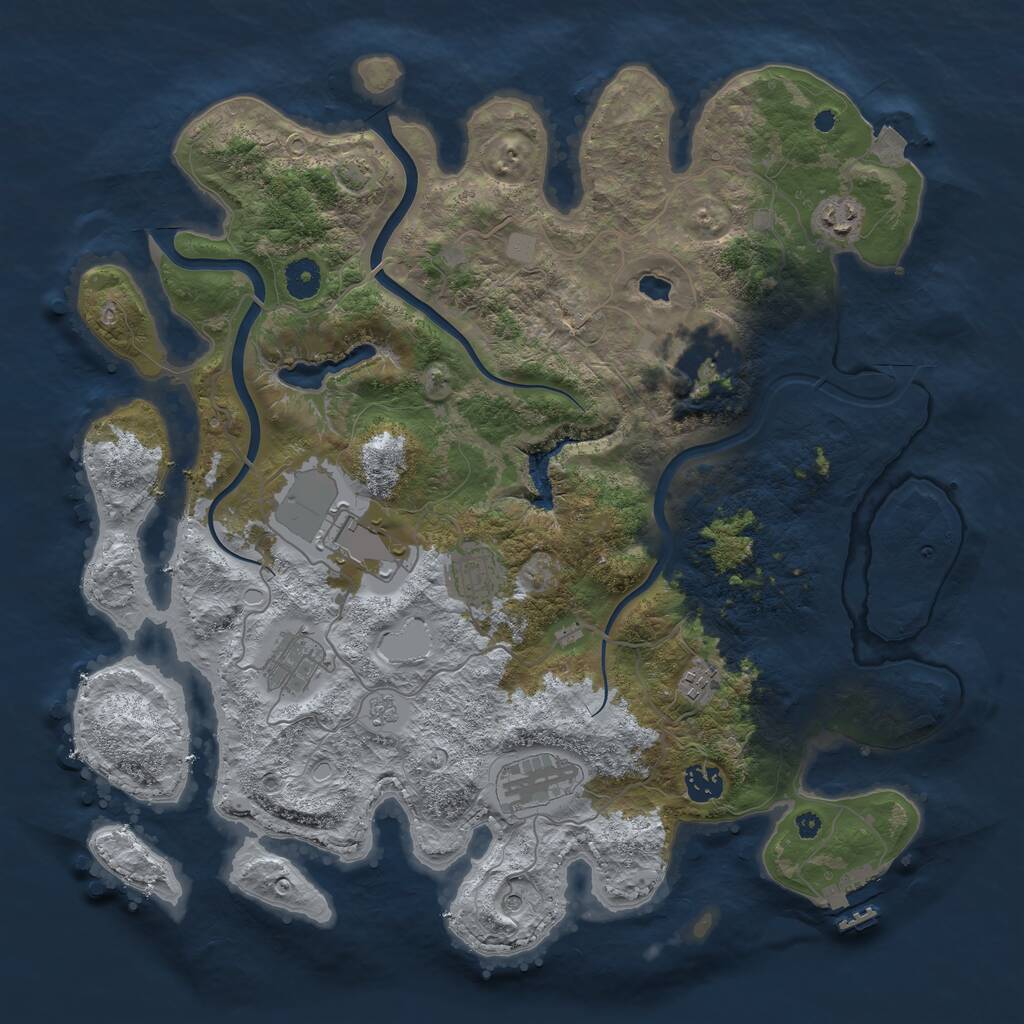 Rust Map: Procedural Map, Size: 4000, Seed: 882209895, 13 Monuments