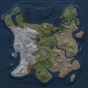 Thumbnail Rust Map: Procedural Map, Size: 3500, Seed: 601593, 14 Monuments