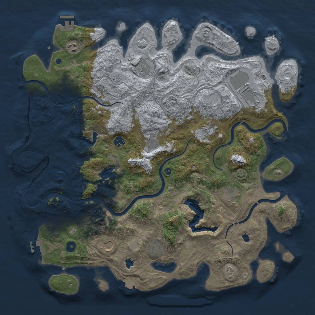 Rust Map: Procedural Map, Size: 4500, Seed: 387297, 16 Monuments