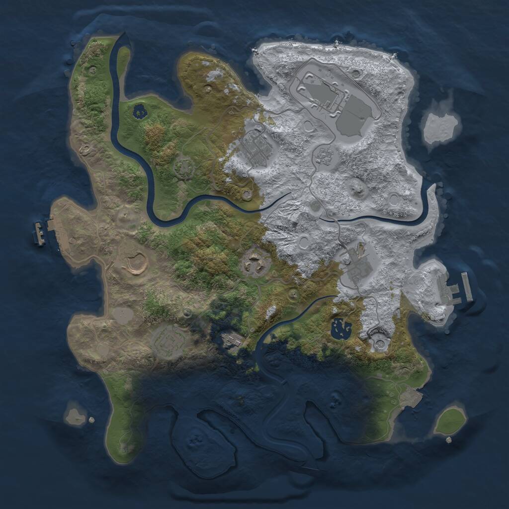 Rust Map: Procedural Map, Size: 3500, Seed: 801420537, 14 Monuments