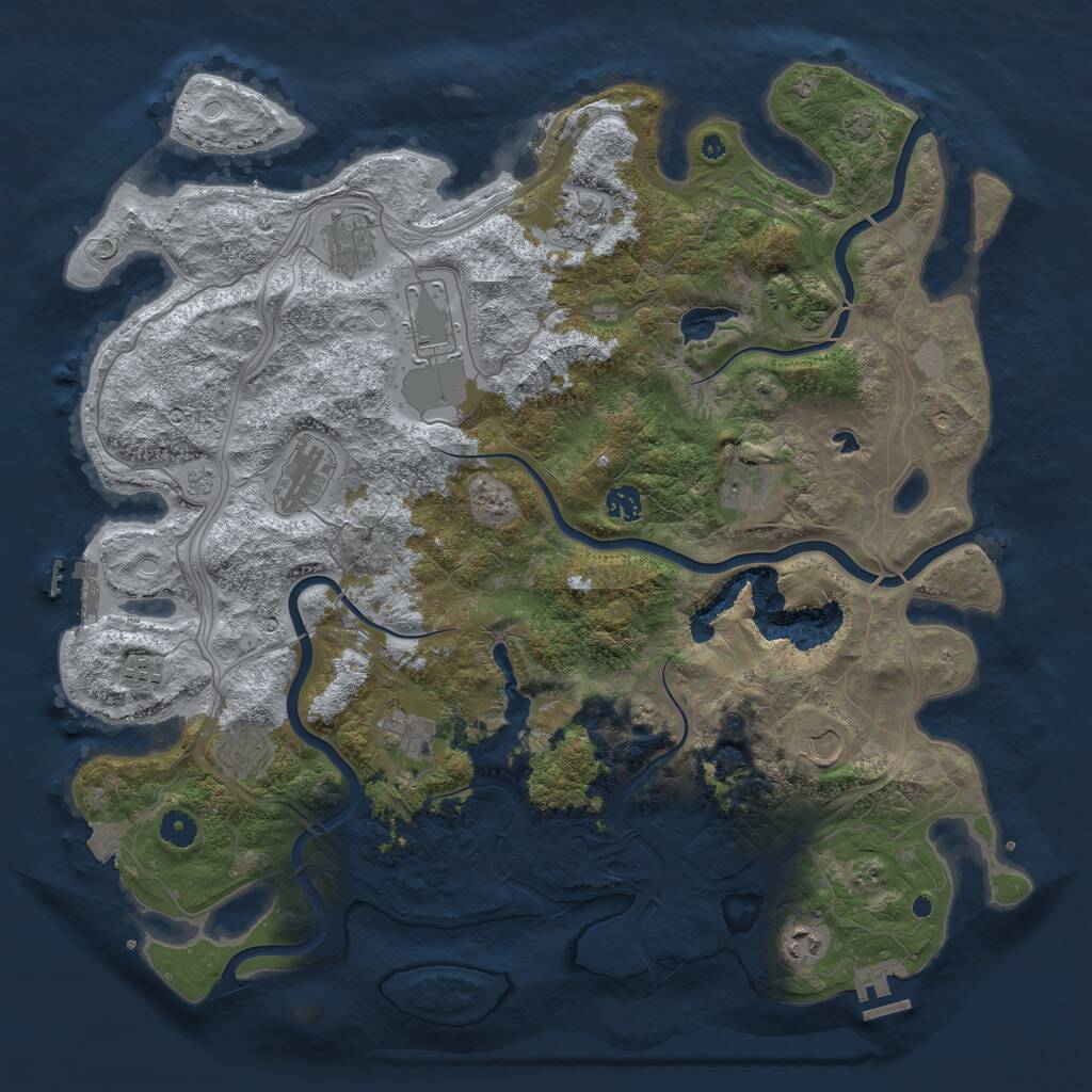 Rust Map: Procedural Map, Size: 4500, Seed: 1037185138, 17 Monuments