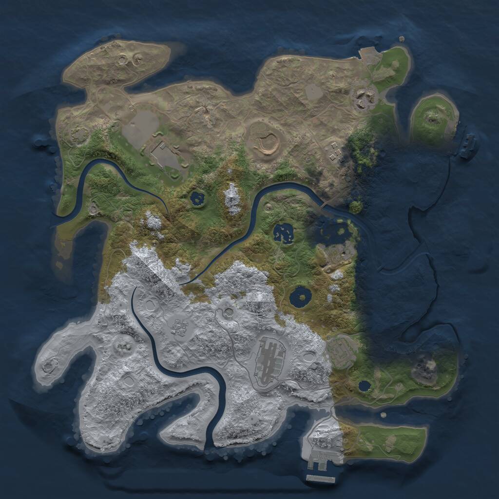 Rust Map: Procedural Map, Size: 3500, Seed: 1021123792, 14 Monuments