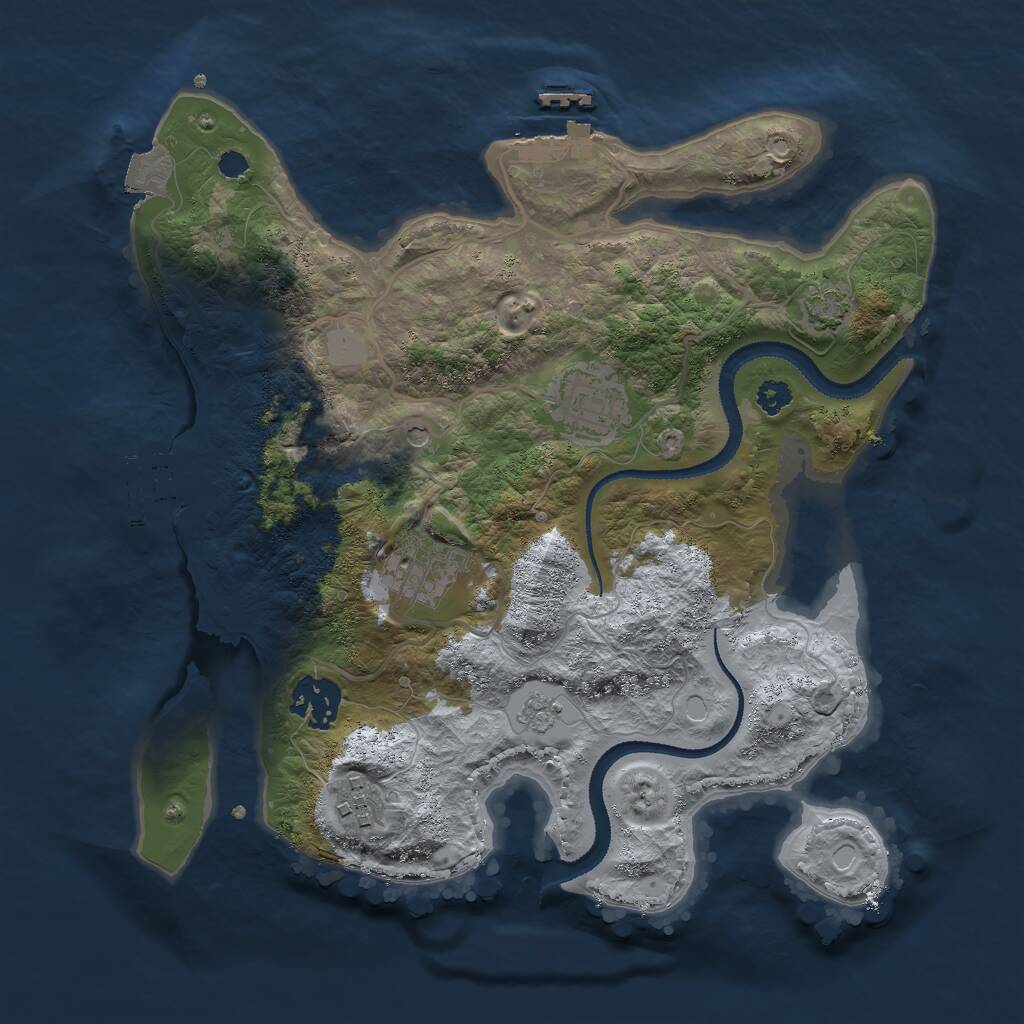 Rust Map: Procedural Map, Size: 3000, Seed: 889732417, 10 Monuments