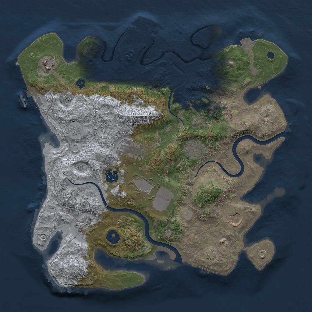 Rust Map: Procedural Map, Size: 3500, Seed: 944860989, 14 Monuments