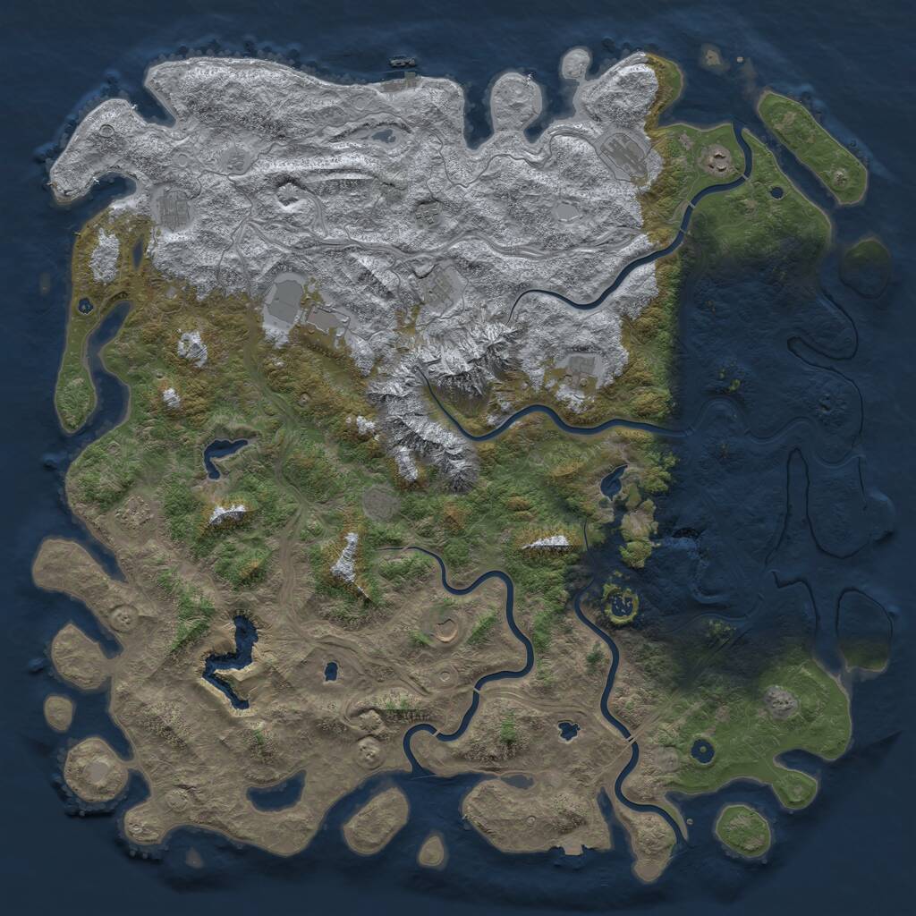 Rust Map: Procedural Map, Size: 6000, Seed: 35930855, 17 Monuments