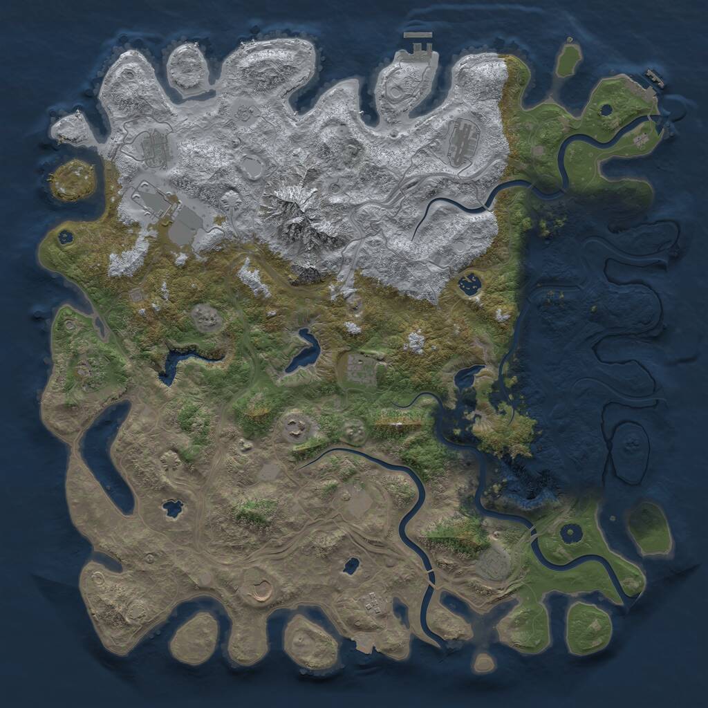 Rust Map: Procedural Map, Size: 5000, Seed: 69750893, 17 Monuments