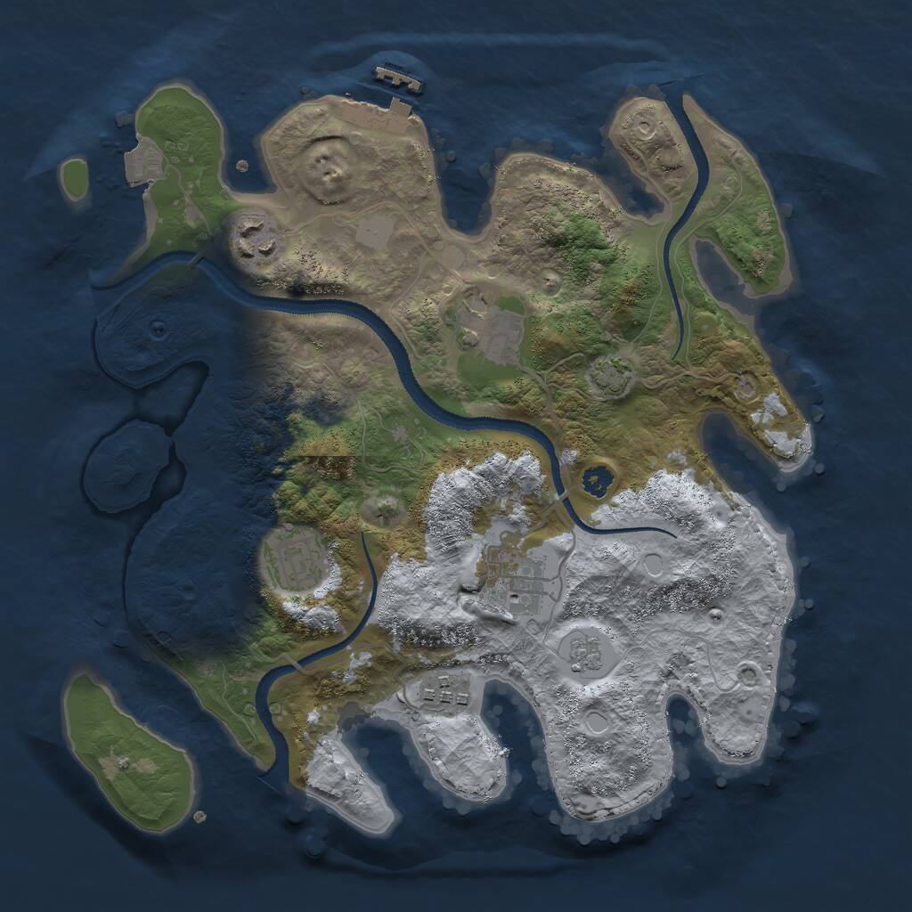Rust Map: Procedural Map, Size: 3000, Seed: 2165340, 9 Monuments