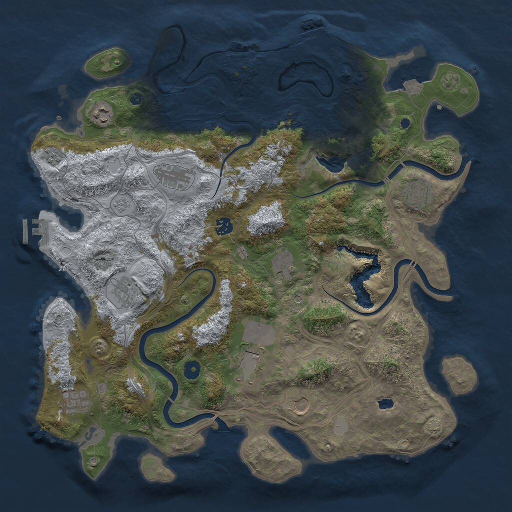Rust Map: Procedural Map, Size: 4250, Seed: 1108035674, 16 Monuments