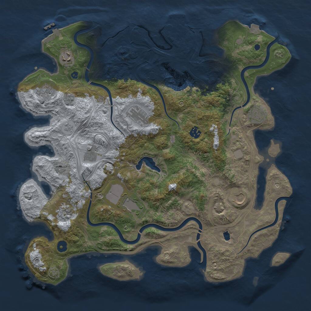 Rust Map: Procedural Map, Size: 4250, Seed: 1289664265, 16 Monuments