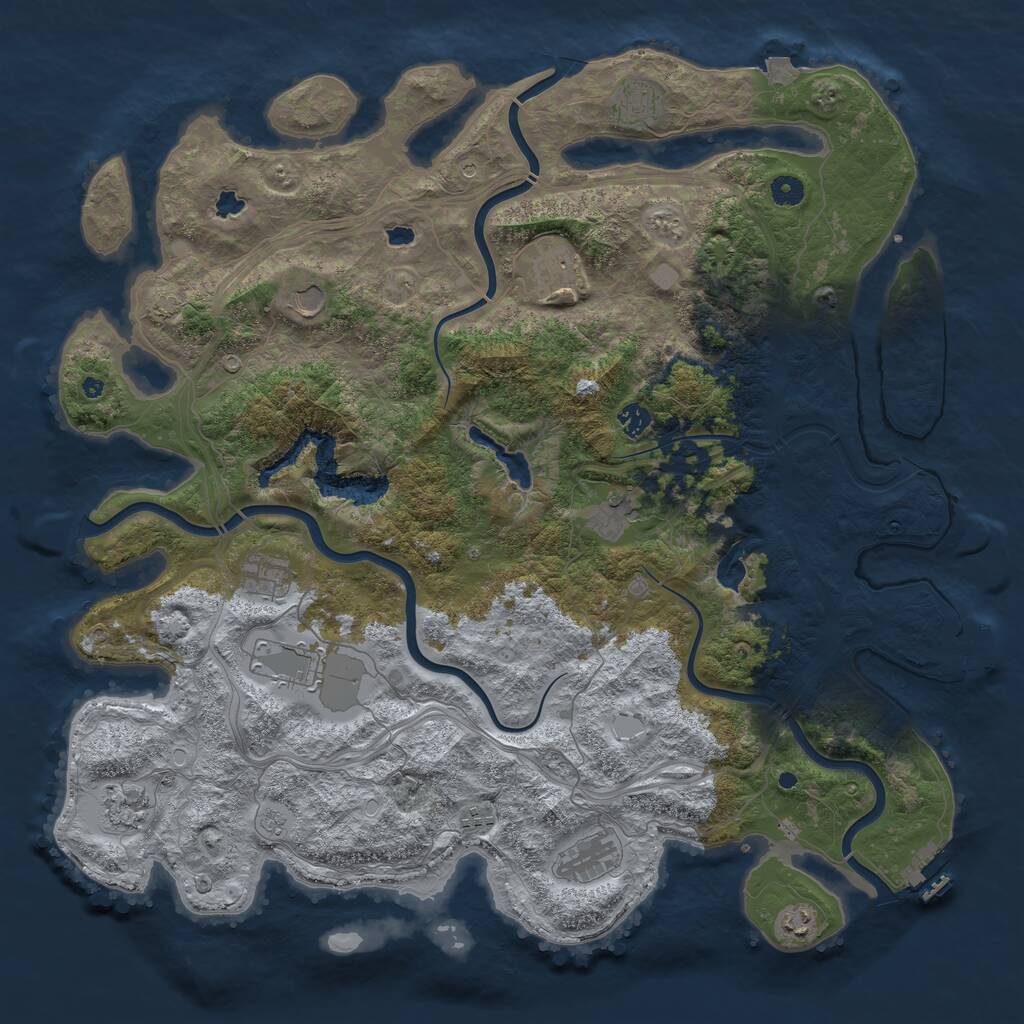 Rust Map: Procedural Map, Size: 4800, Seed: 1928614273, 17 Monuments