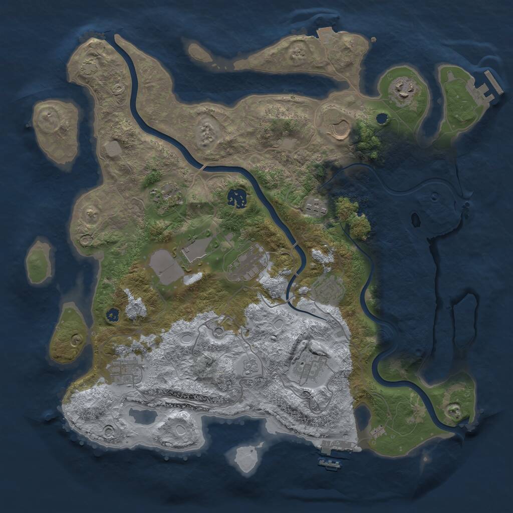 Rust Map: Procedural Map, Size: 3800, Seed: 258741, 16 Monuments