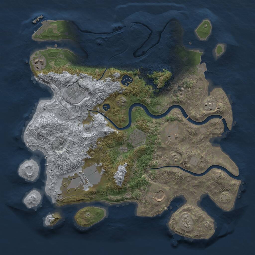 Rust Map: Procedural Map, Size: 3500, Seed: 1443309012, 13 Monuments
