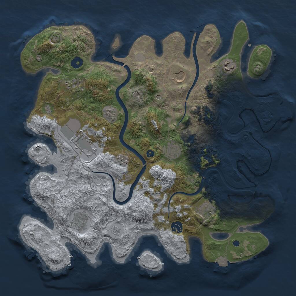 Rust Map: Procedural Map, Size: 3800, Seed: 1971875331, 14 Monuments