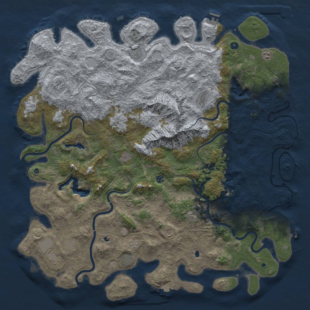 Rust Map: Procedural Map, Size: 6000, Seed: 721197001, 17 Monuments