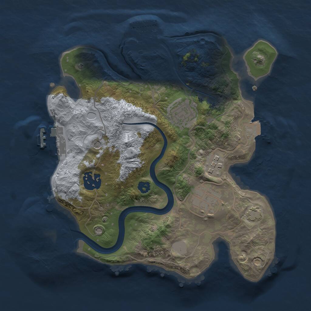 Rust Map: Procedural Map, Size: 2500, Seed: 145687045, 9 Monuments