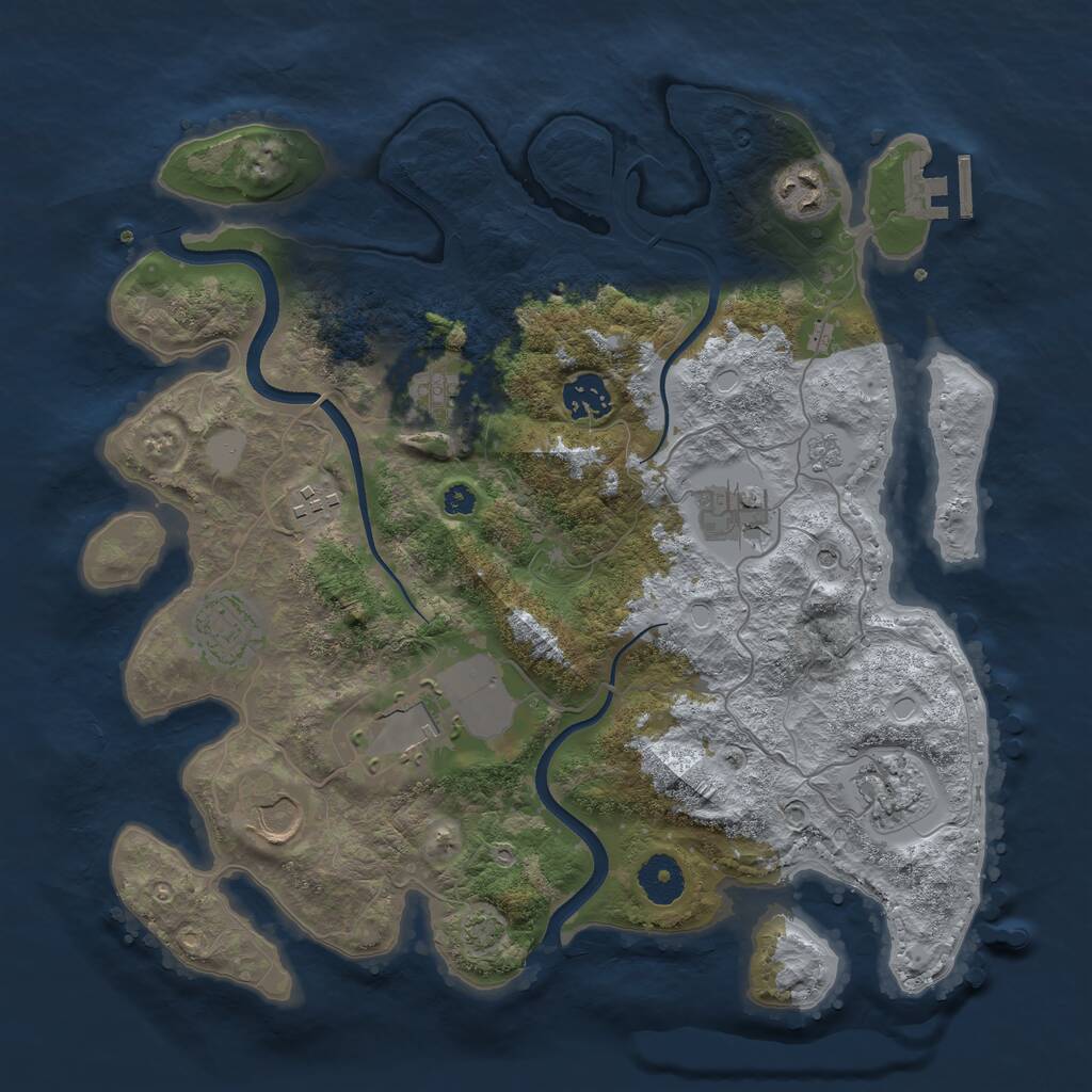 Rust Map: Procedural Map, Size: 3500, Seed: 1059975163, 14 Monuments