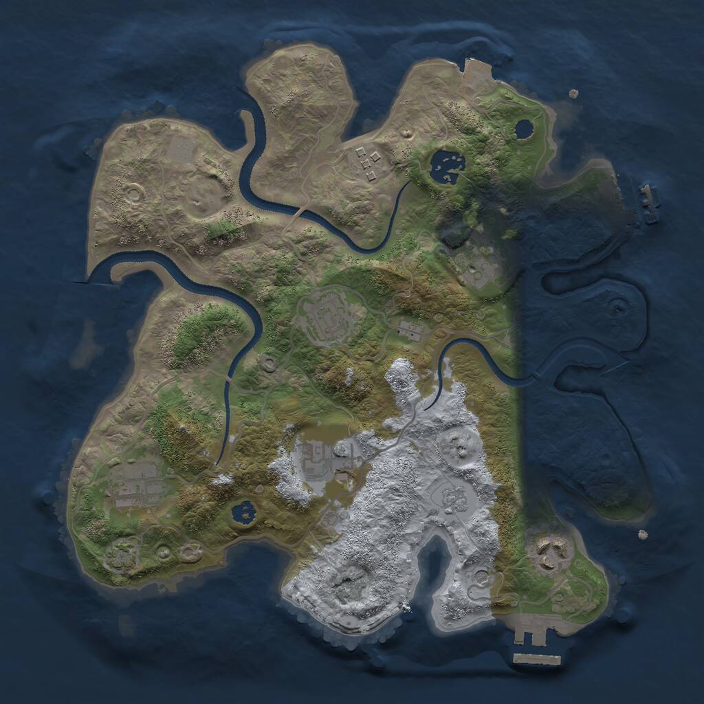 Rust Map: Procedural Map, Size: 3000, Seed: 838320657, 13 Monuments