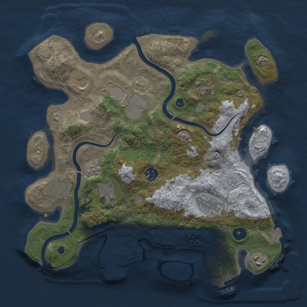 Rust Map: Procedural Map, Size: 3500, Seed: 1833445081, 15 Monuments