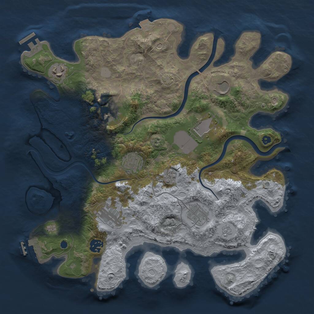 Rust Map: Procedural Map, Size: 3500, Seed: 1954597927, 15 Monuments