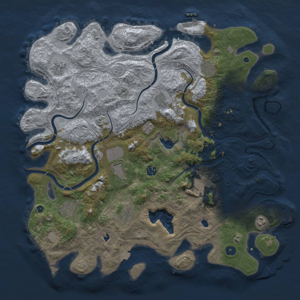 Rust Map: Procedural Map, Size: 4500, Seed: 1596763420, 16 Monuments