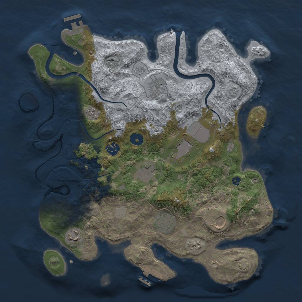 Rust Map: Procedural Map, Size: 3500, Seed: 1168323289, 14 Monuments