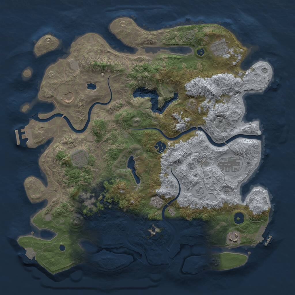 Rust Map: Procedural Map, Size: 4000, Seed: 55554322, 14 Monuments