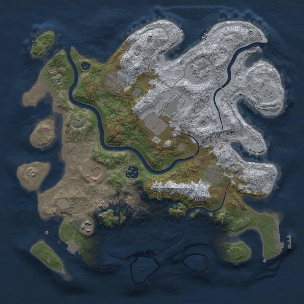 Rust Map: Procedural Map, Size: 3550, Seed: 238496090, 13 Monuments