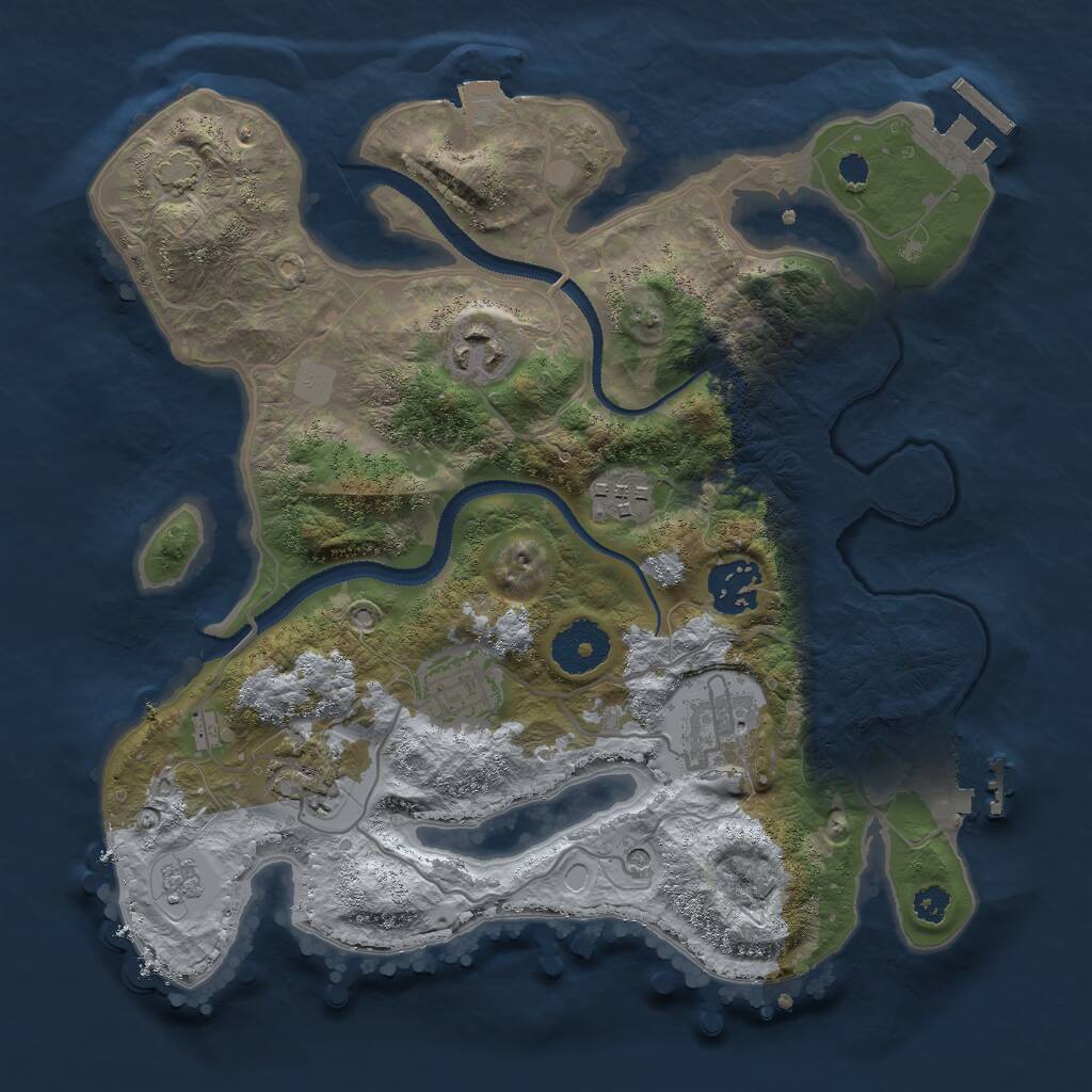 Rust Map: Procedural Map, Size: 3000, Seed: 21018, 12 Monuments