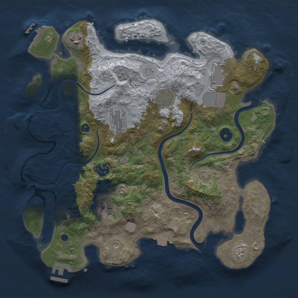 Rust Map: Procedural Map, Size: 3500, Seed: 648272, 13 Monuments