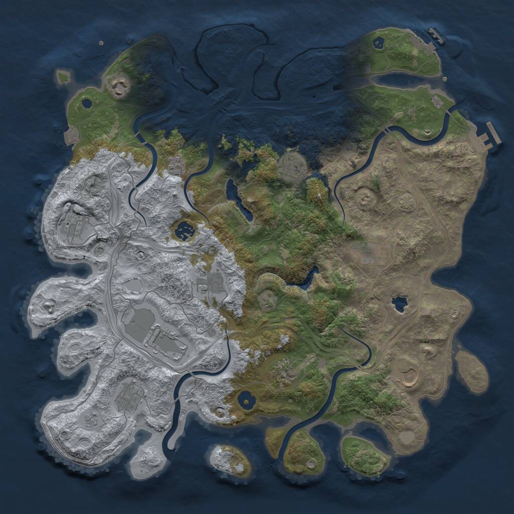 Rust Map: Procedural Map, Size: 4250, Seed: 1501766531, 17 Monuments