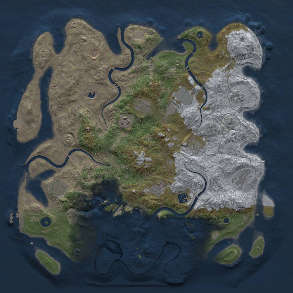 Rust Map: Procedural Map, Size: 4250, Seed: 469318988, 17 Monuments