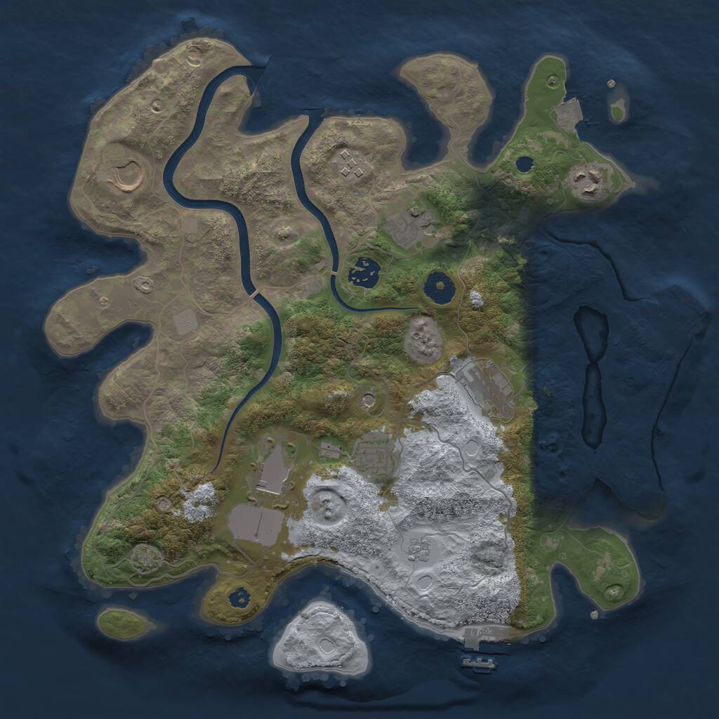 Rust Map: Procedural Map, Size: 3500, Seed: 399650199, 14 Monuments