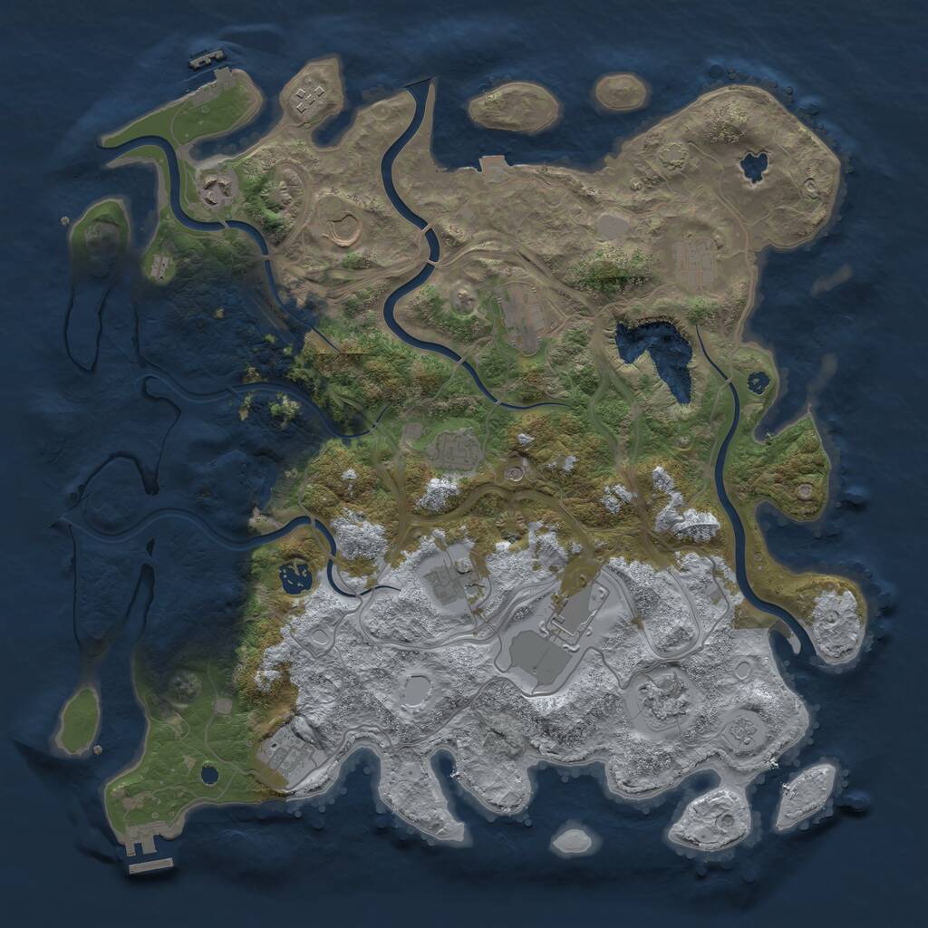 Rust Map: Procedural Map, Size: 4250, Seed: 1801424552, 17 Monuments