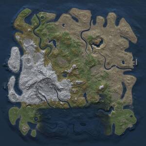 Thumbnail Rust Map: Procedural Map, Size: 5000, Seed: 1161987100, 17 Monuments