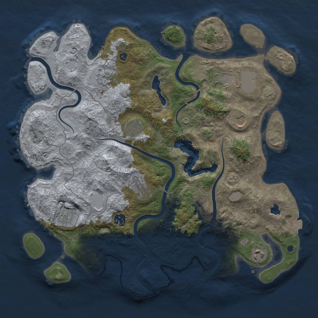 Rust Map: Procedural Map, Size: 4000, Seed: 7663080, 13 Monuments