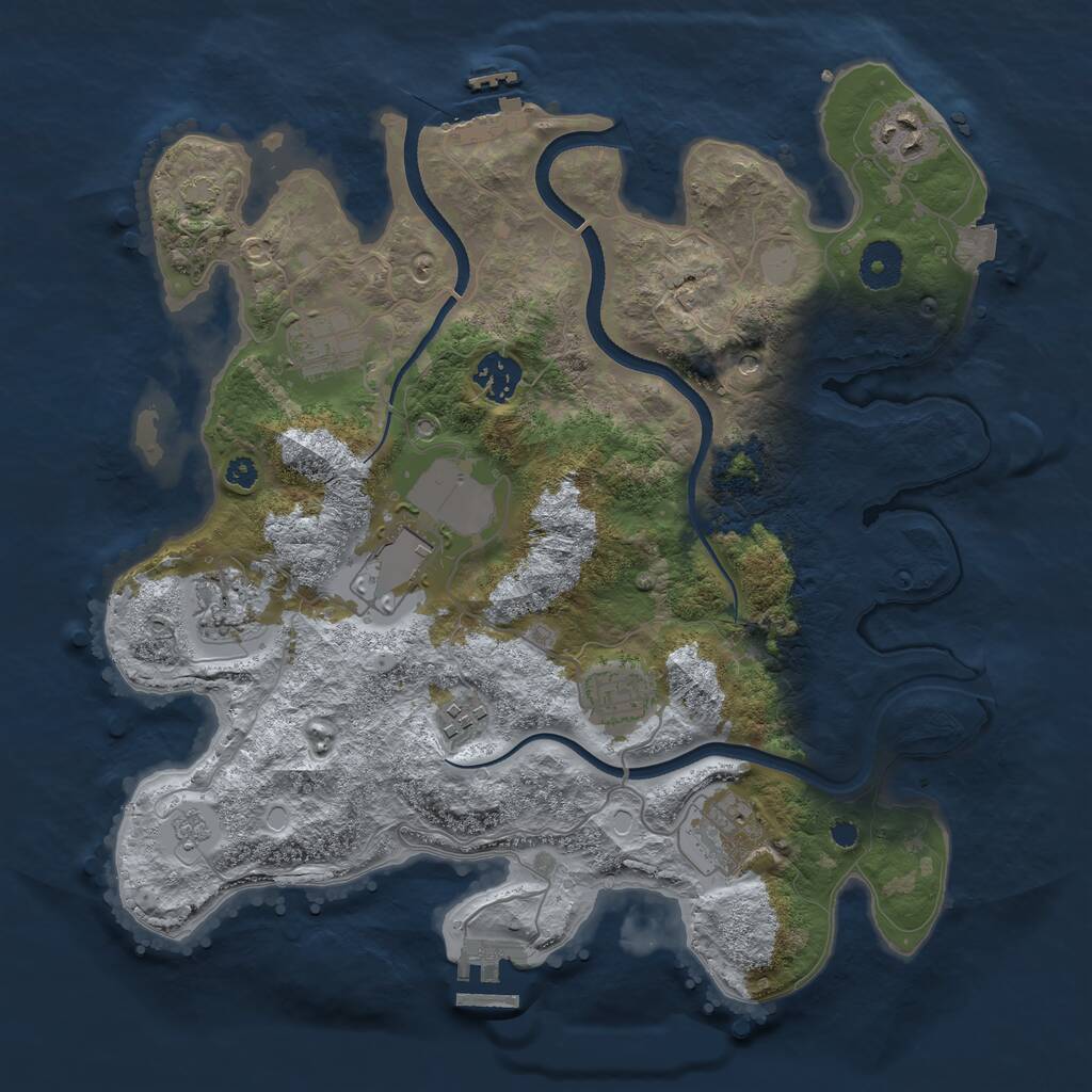 Rust Map: Procedural Map, Size: 3500, Seed: 65387864, 14 Monuments