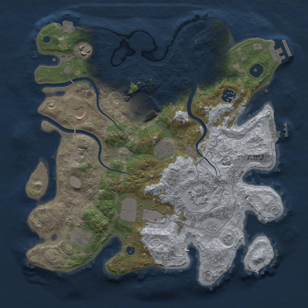 Rust Map: Procedural Map, Size: 3500, Seed: 2054940611, 15 Monuments