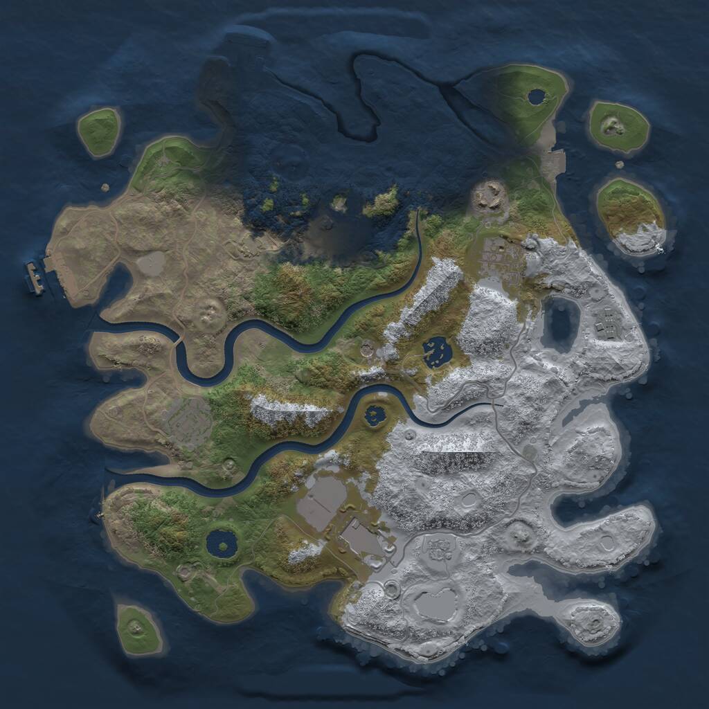 Rust Map: Procedural Map, Size: 3500, Seed: 1859357, 13 Monuments
