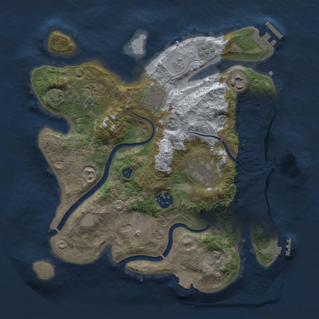 Rust Map: Procedural Map, Size: 3000, Seed: 91844705, 13 Monuments