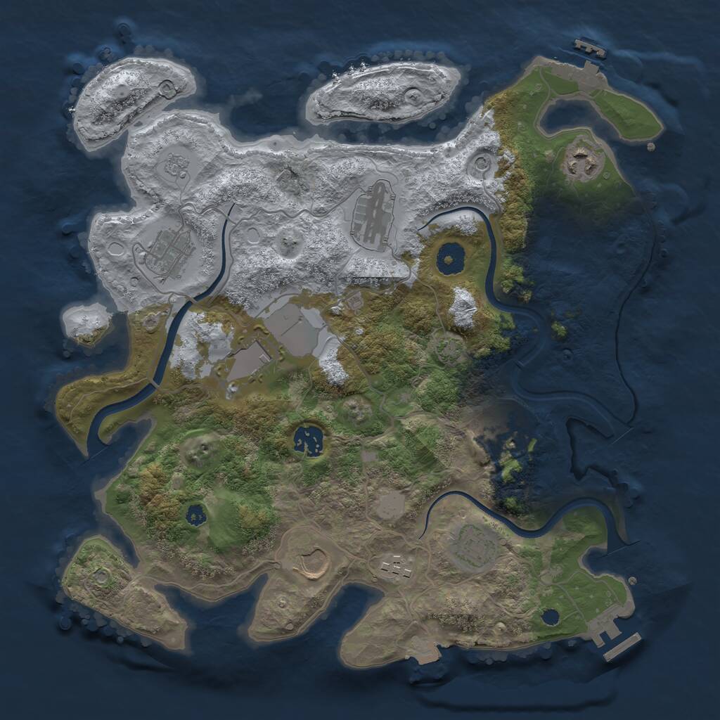 Rust Map: Procedural Map, Size: 3500, Seed: 690256472, 15 Monuments