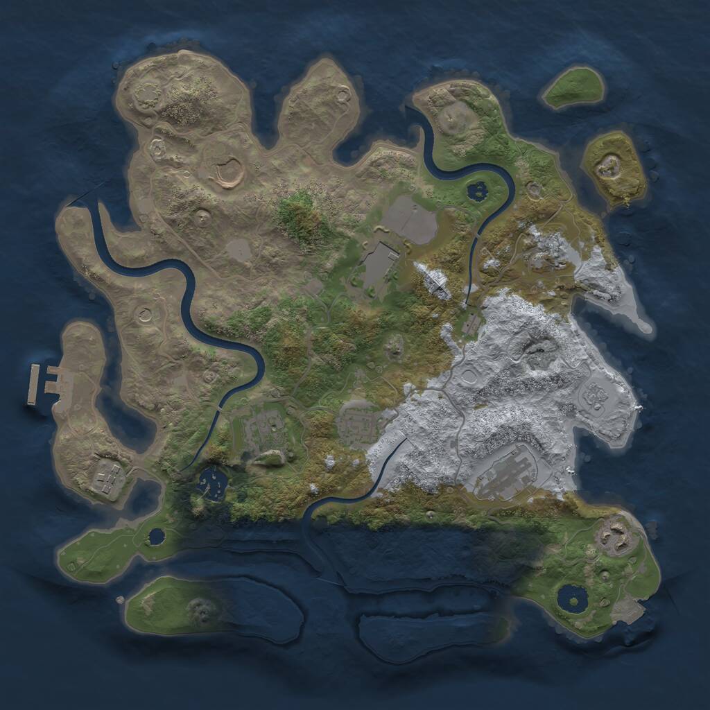 Rust Map: Procedural Map, Size: 3500, Seed: 1803713240, 14 Monuments